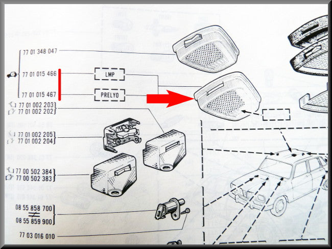 Plafonnier capot – Renault 16 L, TS, TX – OEM 7701001479