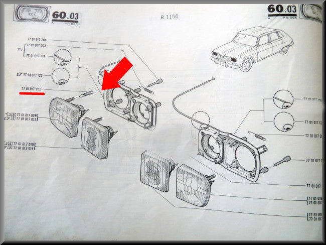 Koplamp veer – Renault 16 TX – OEM 7701017202