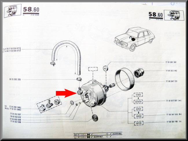Ventiel rembekrachtiger – Renault 16 – Renault 12 - OEM 7701200348