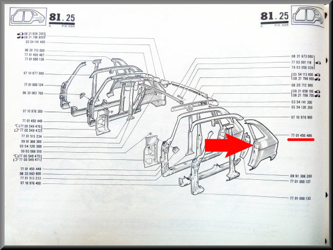 Aile arrière gauche avec platine de serrure – Renault 16 – OEM 7701450486