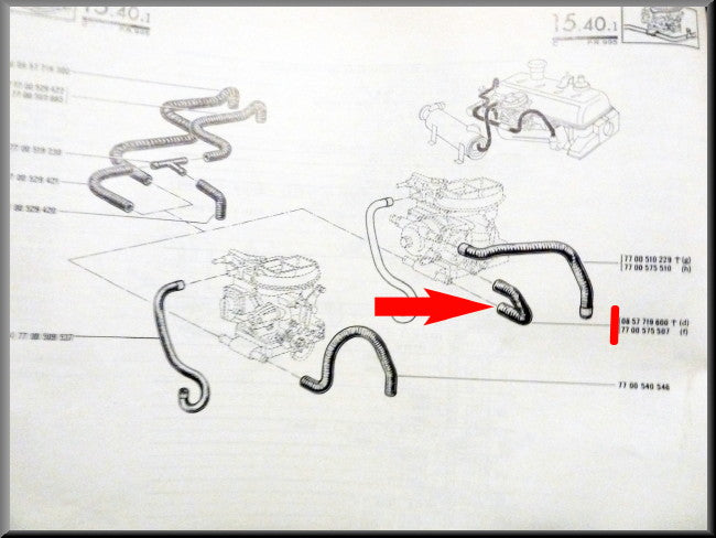 Carburetor and choke hose – Renault 16 – OEM 7700575507