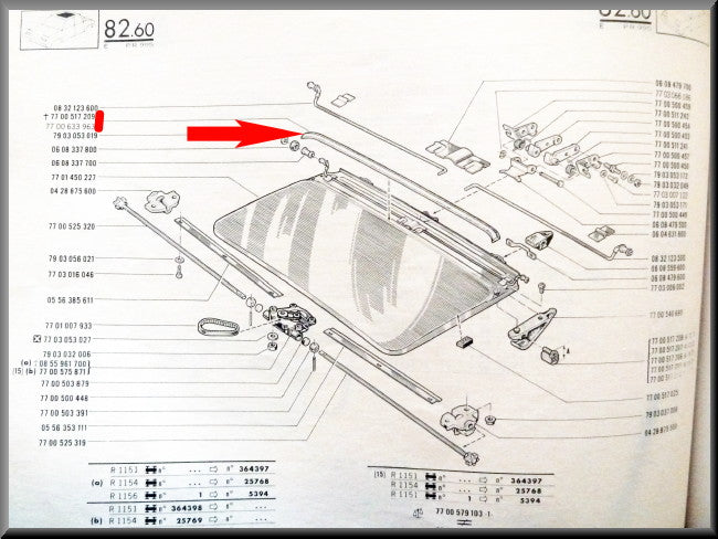 Joint d'étanchéité de toit ouvrant – Renault 16 – Renault 18 - Renault 20-30 - OEM 7700633963