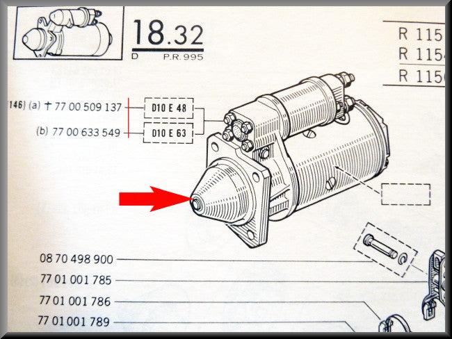 Starter motor (reconditioned) – Renault 16 – Lotus Europa - OEM 7700633549