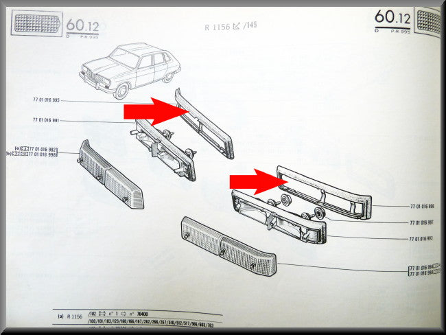 Rubbers for front indicator unit – Renault 16 TX - Renault 5 Turbo-1 – OEM 7701016995 / 7701016996