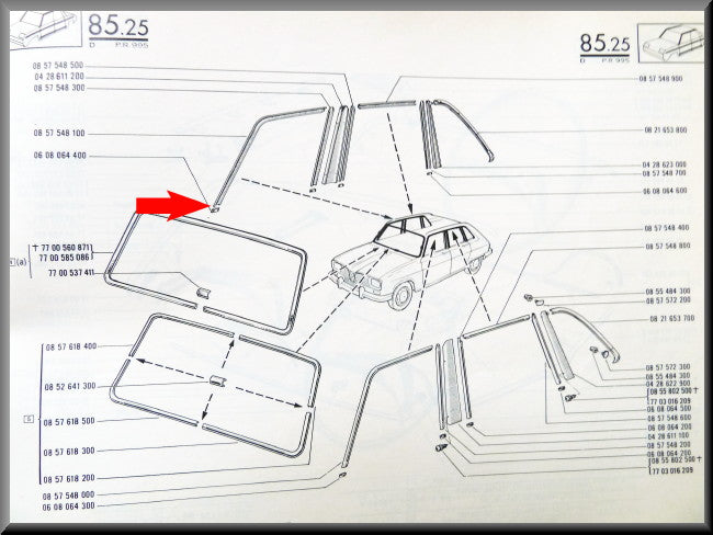 Clamp for chrome strip door front right (next to A-pillar) – Renault 16 – OEM 7700648460 / 0608064400 – Used