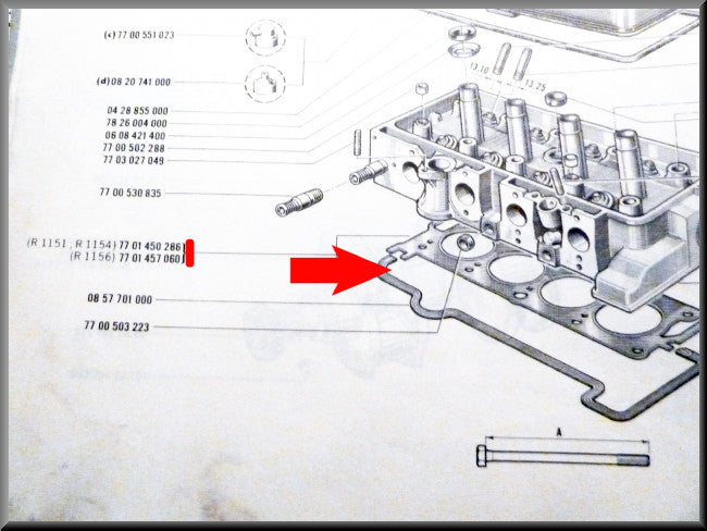 Joint de culasse – Renault 16 TX - Renault 15 - Alpine - Renault divers – OEM 7701457060
