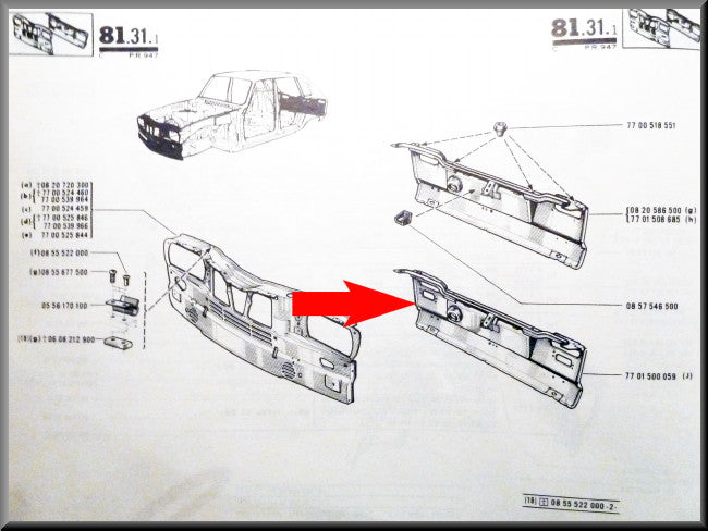 Panneau arrière – Renault 16 TS < 1972 – OEM 7701500059