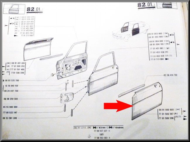 Plaque de porte avant gauche – Renault 16 – OEM 7701506597