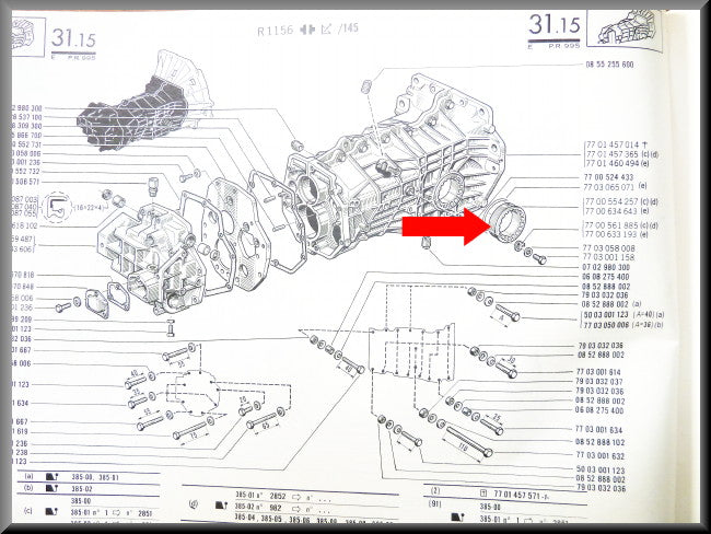 Écrou de réglage roulement de différentiel (boîte 5) – Renault 16 TX – OEM 7701460499 / 7700634634