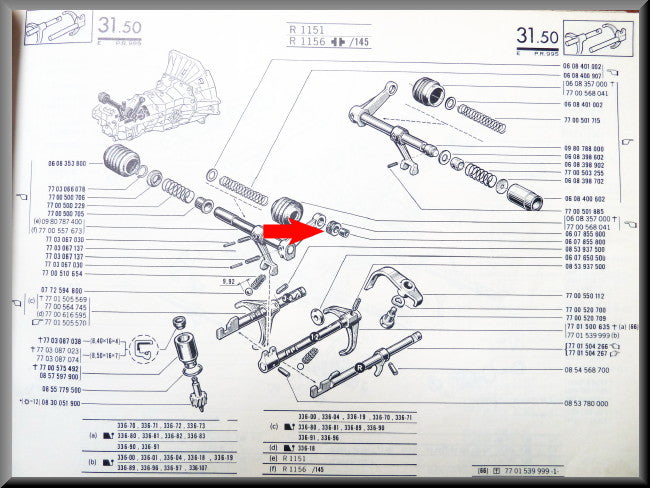Caoutchouc de tringlerie de boîte de vitesses – Renault 16 – OEM 0607855600