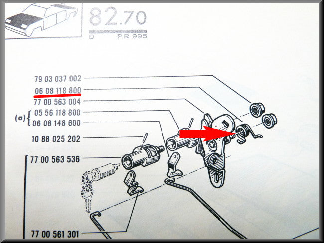 Bonnet closing mechanism spring – Renault 16 – OEM 0608118800