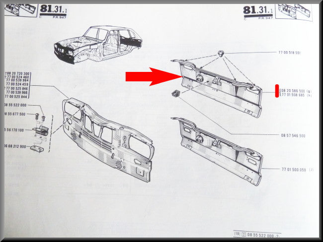 Rear panel – Renault 16 > 1970 – OEM 7701508685