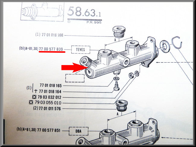 Brake Master Cylinder – Renault 16 - Renault Alpine - Renault various – OEM 7700577839 / 7700617441