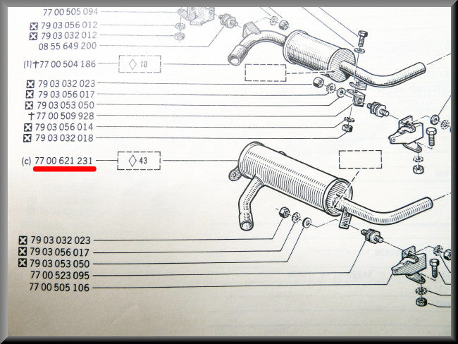 Middle Silencer – Renault 16 > 1972 – OEM 7700621231