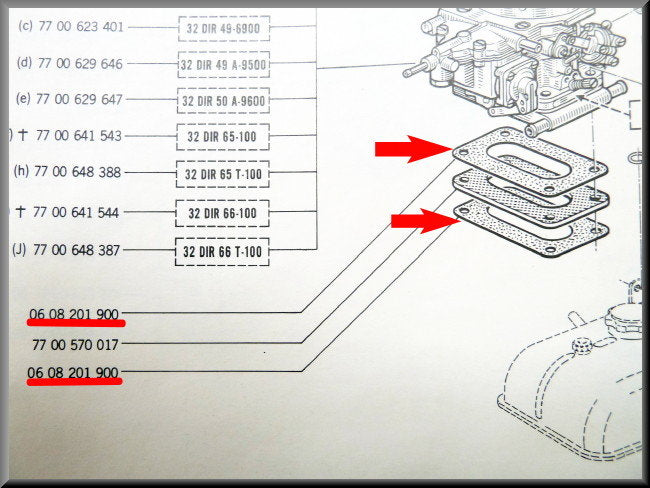 Carburateurvoet pakking (1.75 mm) – Renault 12 – Renault 16 - Renault 17 - OEM 0608201900A