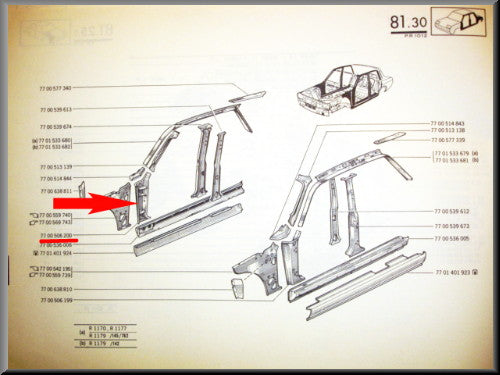 A stijl rechts – Renault 12 – OEM 7700506200