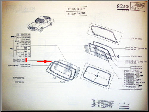Windshield rubber (with space for window bead) – Renault 12 – OEM 7700551030