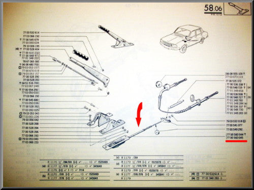 Handremkabel voorzijde – Renault 12 - Renault 15 - Renault 17 – OEM 7700560045 en 7700560044