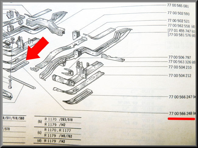 Chassis plaat links en rechts – links rechts – Renault 12 Gordini – Renault 17 rally - OEM 7700566248