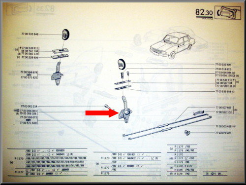 Portierslot opener voorzijde links – Renault 12 – OEM 7700568673