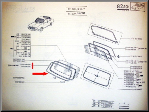 Ruitpees in voorruit of achterruitrubber – Renault 12 – OEM 7700585086