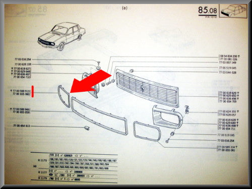 Cadre de phare droit – Renault 12 – OEM 7700588913