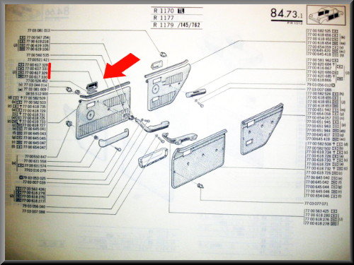 Plaque arrière de poignée de porte noire – Renault 12 – OEM 7700617328 – Occasion