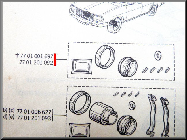 Remklauw revisie set 48 mm – Renault 12 – Renault - 16 - Renault - 18 - OEM 7701001697