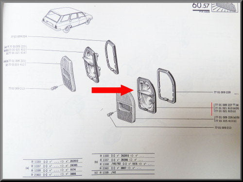 Achterlicht unit rechts – Renault 12 – OEM 7701009227