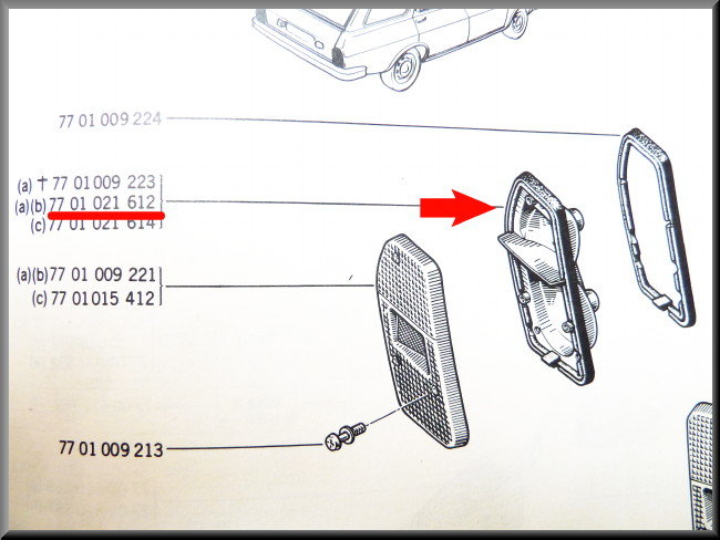 Feu arrière gauche – Renault 12 Break – OEM 7701021612
