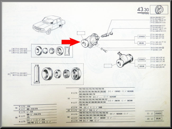 Wielrem cilinder achter rechts Girling – Renault 12 - Renault 15 – OEM 7701024262