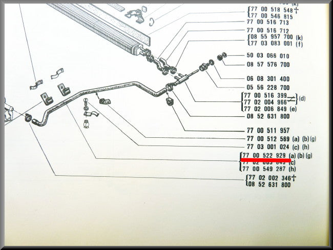 Kachelslang links – Renault 12 – OEM 7700522929