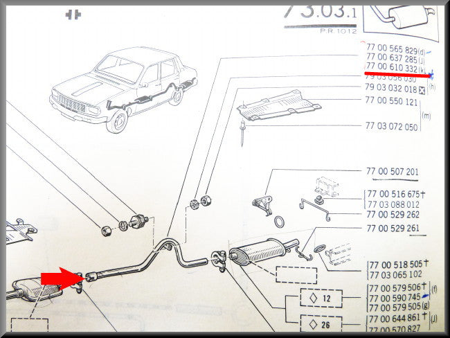 Silencieux arrière – Renault 12 nouveau modèle – OEM 7700610332
