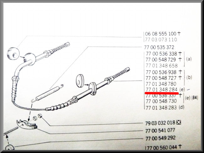 Handremkabel – Renault 12 Break – OEM 7701348284