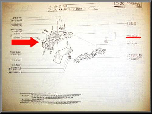 Uitlaatspruitstuk – Renault 12 – OEM 7701459090 – Used