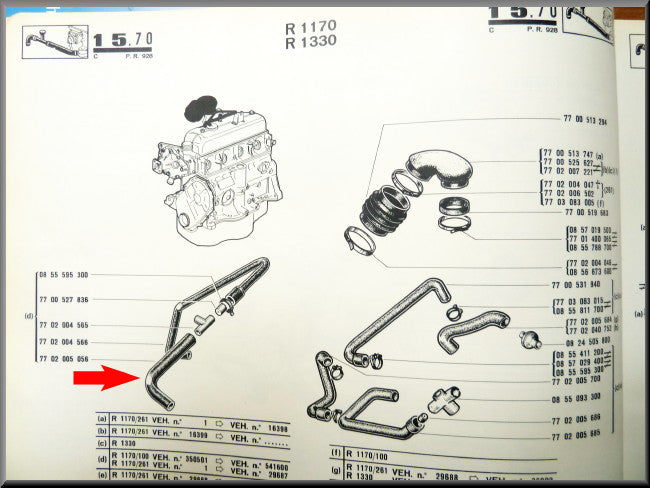 Crankcase breather hose – Renault 12 – OEM 7702005056