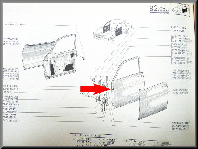 Portière avant gauche – Renault 12 – OEM 7701509395