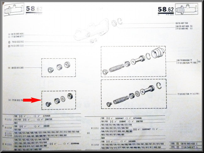 Revisieset hoofdremcilinder voor (Bendix 19 mm) – Renault 16 TS, TL (eerste type) – OEM 7701012710