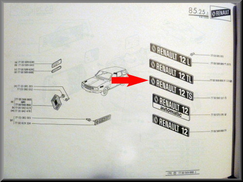 Emblem – Renault 12 TS – OEM 7700569337