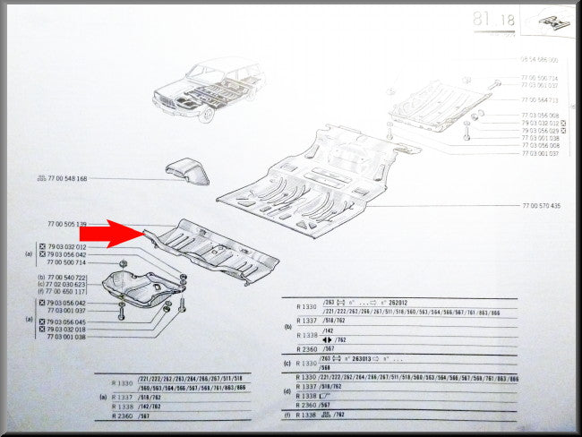 Floor panel – Renault 12 – Renault 15 - Renault 17 - OEM 7700505139