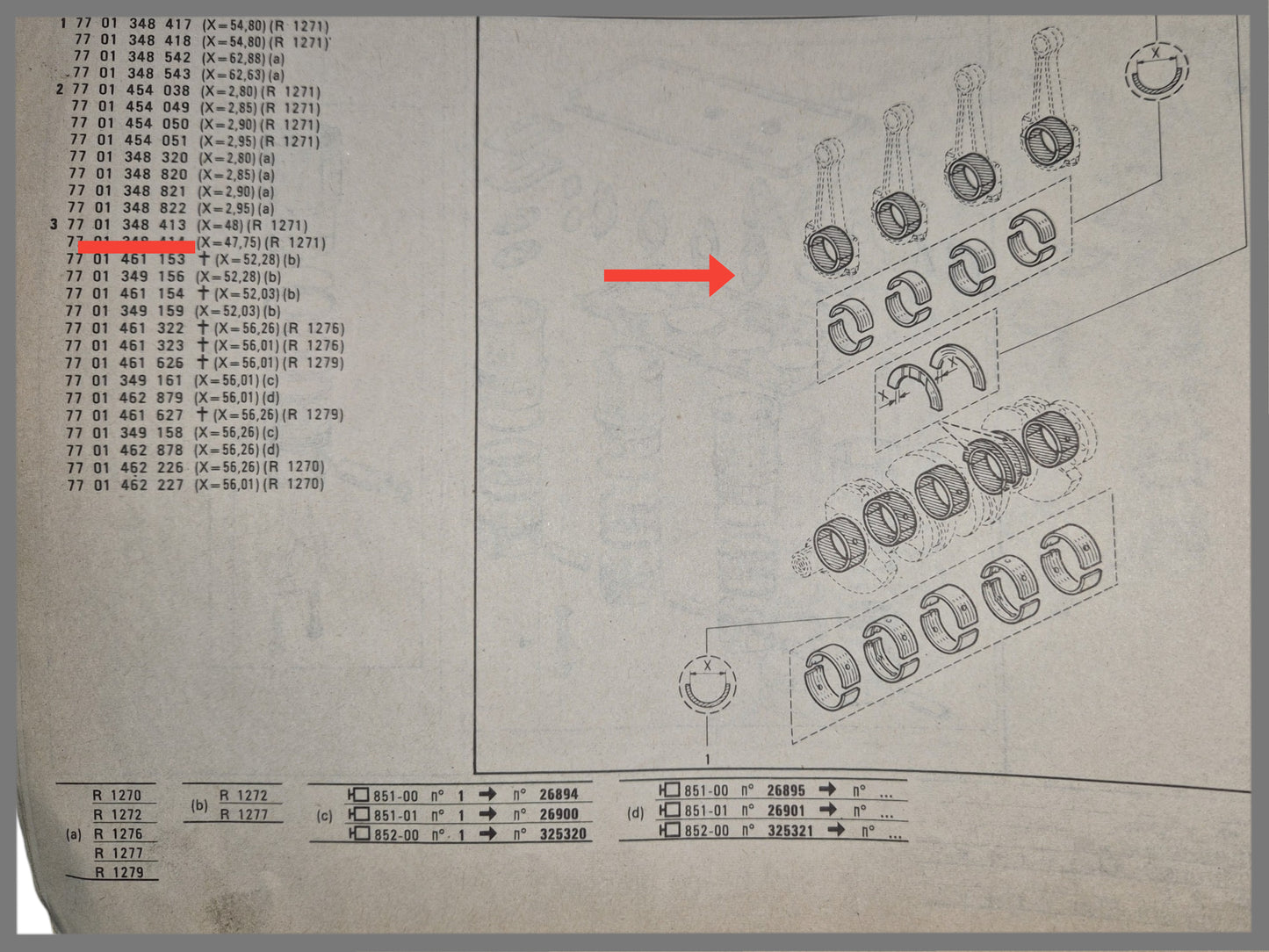 Jeu de coussinets de bielle - Renault 18 - Fuego - Renault 20 - OEM 7701461153