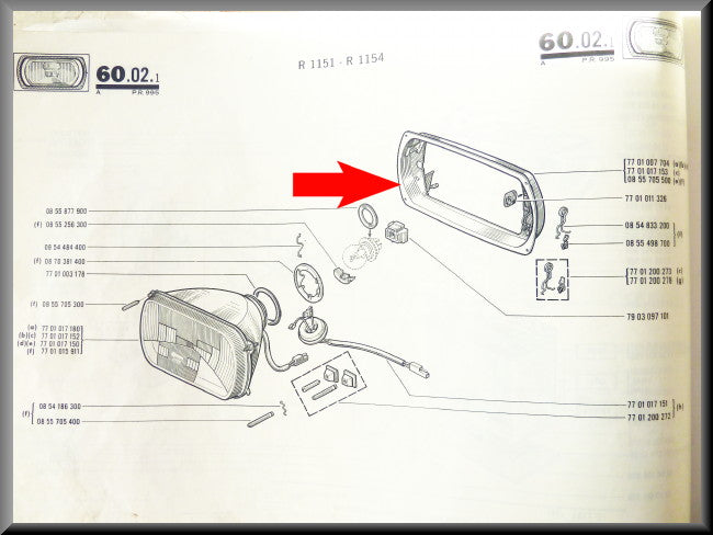Koplamp frame – Renault 16 – OEM 7701007704