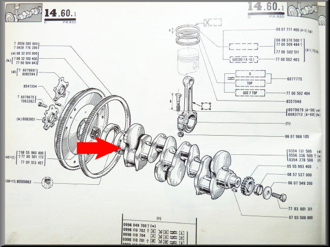 Crankshaft 5-hole ground – Renault 16 L – OEM 0354278500