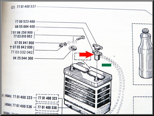 Fixation borne de batterie (moins) – Renault 12 - Renault 15 - Renault 16 - Renault divers