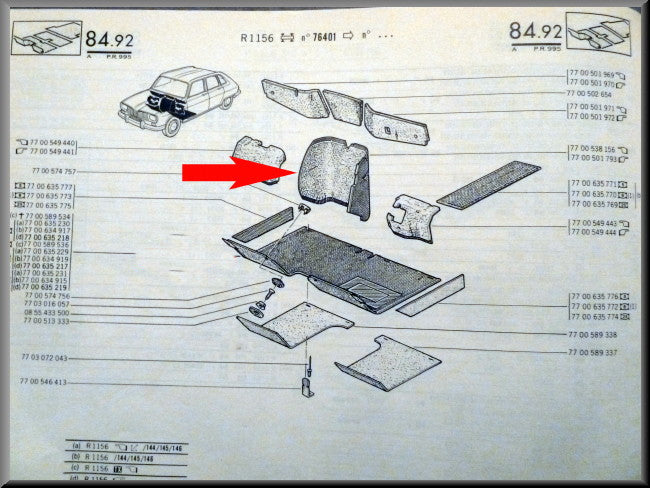 Tunnel bekleding grijs (boucle) – Renault 16 – OEM 7700538156