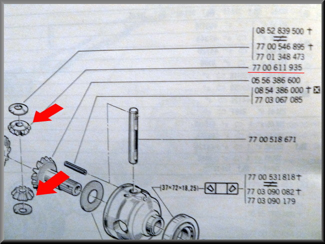 Satellietwiel 4 en 5 bak – Renault 16 – OEM 7700611935 / 7700518646
