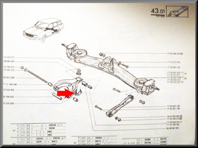 Bevestiging driehoekarm achteras – Renault 12 – Renault 15 - Renault 17 - Renault 18 - OEM 7700506908