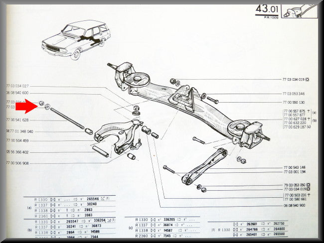 Nut and rivet central axis triangle arm – Renault 12 – Renault 15 - Renault 17 - OEM 7703034021 / 7703053015