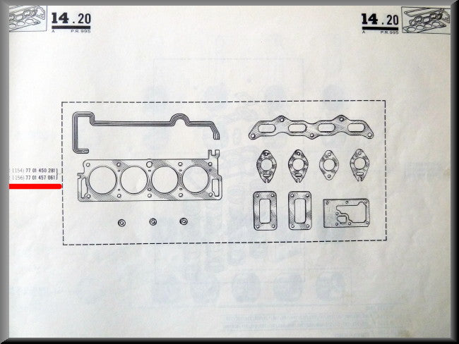 Koppakkingset – Renault 16 TX (1156) – OEM 7701457081