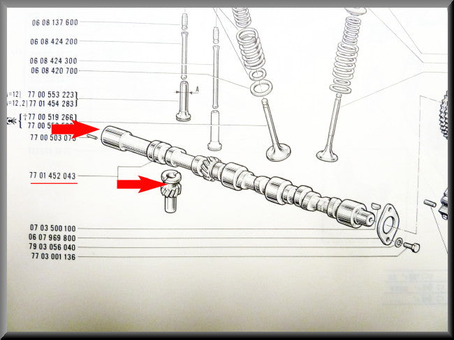 Camshaft with ignition gear – Renault 12 Gordini – Renault 16 - Renault 17 - OEM 7701452043